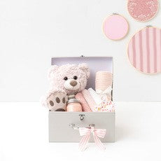 SALE - Deluxe Suitcase Baby Hamper Baby Pink